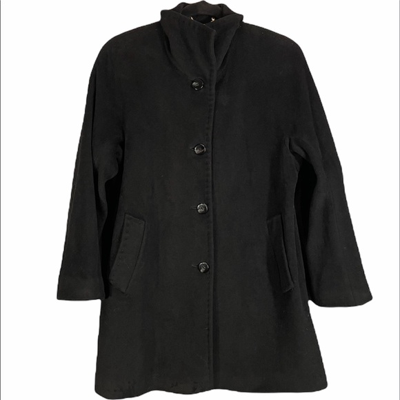 Ellen Tracy Wool & Angora Single Breasted 4-Button Black Car Coat Size 6 Petite - Picture 2 of 15